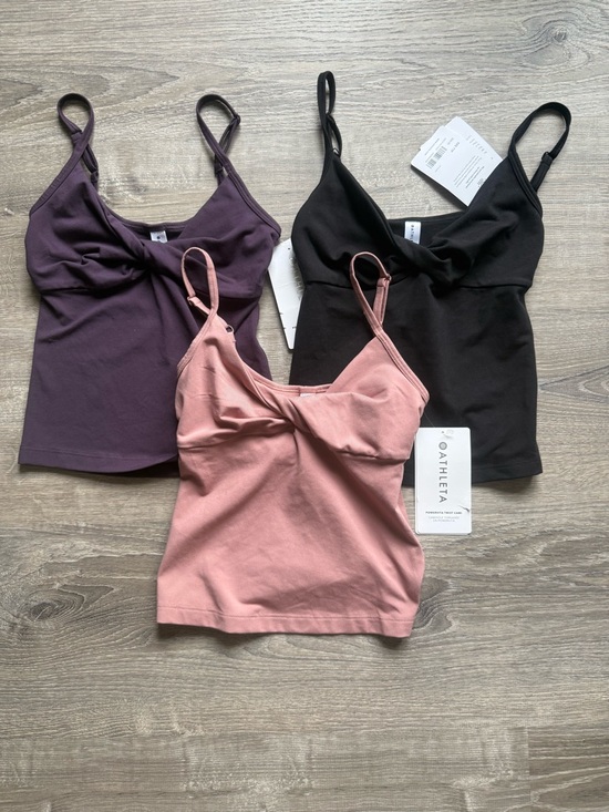 Athleta Tops - Athleta Trio Twist-Front Camisoles — Dusty Rose, Plum & Black